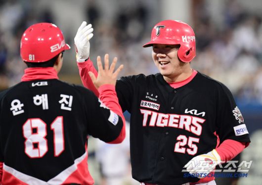 23일 대구 삼성라이온즈파크에서 열린 KBO리그 삼성과 KIA의 경기. 8회 1타점 적시타 날린 KIA 이우성. 대구=송정헌 기자songs@sportschosun.com/2025.05.23/