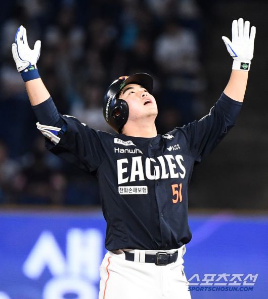 30일 창원 NC파크에서 열린 한화-NC전. 7회초 1사 2, 3루 문현빈이 2타점 2루타를 친 후 기뻐하고 있다. 창원=정재근 기자 cjg@sportschosun.com/2025.5.30/