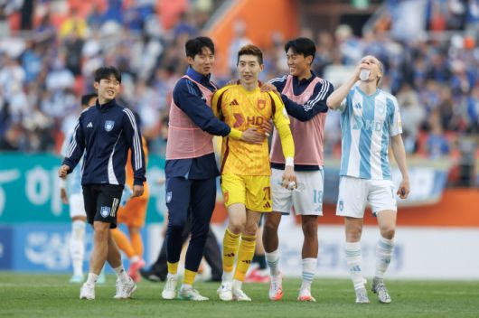 제주월드컵경기장/ K리그1/ 제주SKFC vs 울산HDFC/ 울산 문정인,조현우,허율,루빅손/ 경기종료/ 승리/ 기쁨/ 사진 김재훈