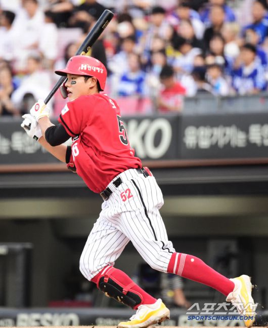 11일 광주 기아챔피언스필드에서 열린 KBO리그 KIA와 삼성의 경기. 타격하고 있는 KIA 오선우. 광주=송정헌 기자songs@sportschosun.com/2025.06.11/