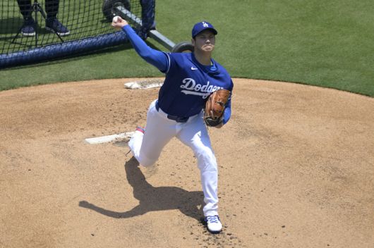 오타니 쇼헤이가 지난 1일(한국시각) 다저스타디움에서 라이브 피칭을 하고 있다. Imagn Images연합뉴스