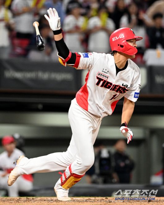 14일 광주KIA챔피언스필드에서 열린 롯데와 KIA의 경기, 7회말 KIA 김규성이 안타를 치고 있다. 광주=허상욱 기자wook@sportschosun.com/2025.05.14/