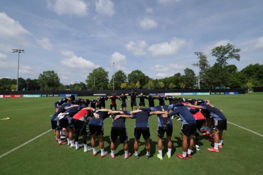 아트리움 헬스 퍼포먼스 파크(샬럿, 미국)/ 2025 피파 클럽월드컵/ 울산HDFC vs 마멜로디 선다운스FC/ MD-1/ 공식 훈련/ 울산 단체/ 스크럼/ 사진 김정수