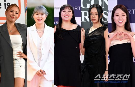제4회 BSA 여자예능인상 후보 5인. 가비, 엄지윤, 이수지, 혜리, 지예은(왼쪽부터). 사진=스포츠조선DB