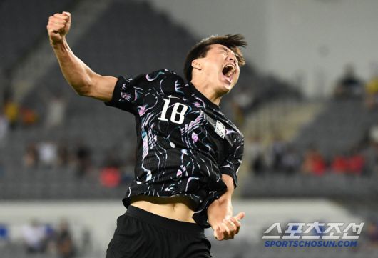 11일 오후 경기도 용인미르스타디움에서 열린 E-1 챔피언십(동아시안컵) 한국과 홍콩의 경기. 이호재가 추가골을 넣은 후 환호하고 있다. 용인=정재근 기자 cjg@sportschosun.com/2025.7.11/
