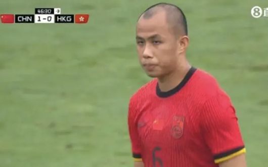 15일 홍콩전에서 결승골을 넣은 황정위. 중계화면