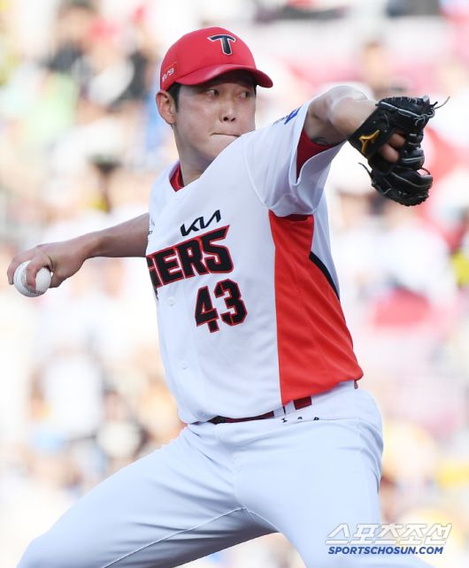 6일 광주 기아 챔피언스필드에서 열린 롯데-KIA전. KIA 선발투수 김건국이 투구하고 있다. 광주=정재근 기자 cjg@sportschosun.com/2025.7.6/