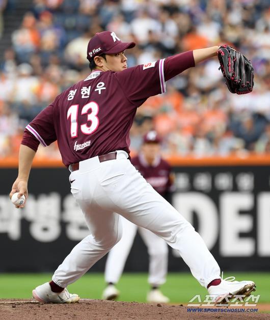 14일 대전 한화생명볼파크에서 열린 한화 이글스와 키움 히어로즈의 경기. 키움 정현우가 역투하고 있다. 대전=박재만 기자 pjm@sportschosun.com/2025.09.14/