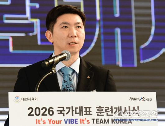 7일 진천선수촌에서 2026 국가대표 훈련개시식이 열렸다. 개식사를 하고 있는 대한체육회 유승민 회장. 진천=송정헌 기자songs@sportschosun.com/2026.01.07/