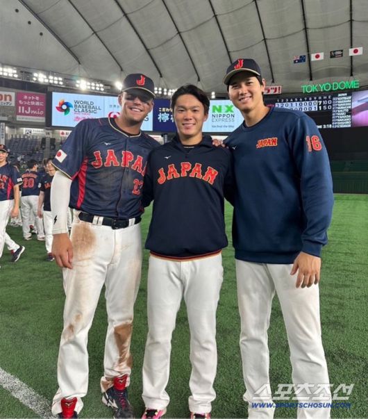 라스 눗바와 야마모토, 오타니. 2023년 WBC 우승을 이끈 주축 멤버들이다. 스포츠조선DB