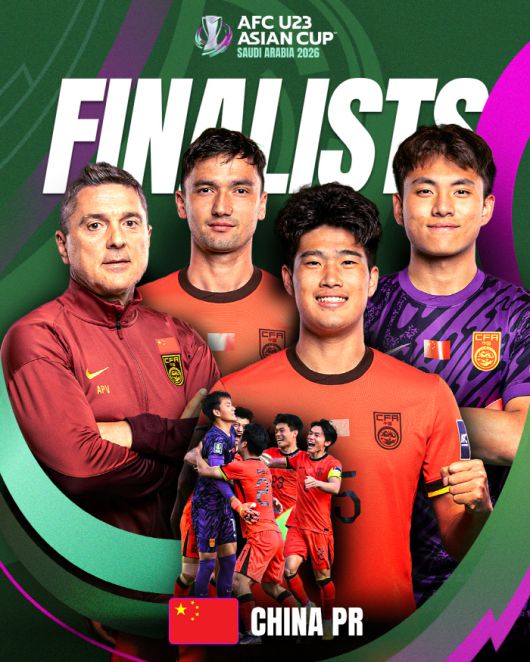 결승전에 진출한 중국 U23 대표팀. 사진=AFC