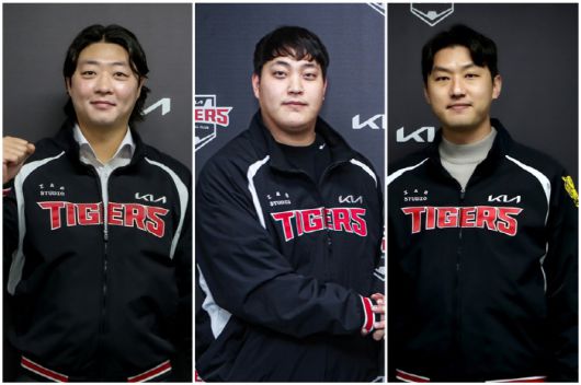 왼쪽부터 KIA 타이거즈와 계약한 김범수, 조상우, 홍건희. 사진제공=KIA 타이거즈