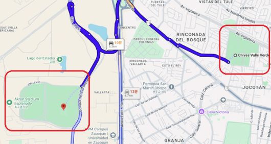 홍명보호가 베이스캠프로 확정한 치바스 베르데 바예와 월드컵 조별리그 1~2차전을 치를 에스타디오 아크론까지는 차량으로 10분 남짓 걸린다.