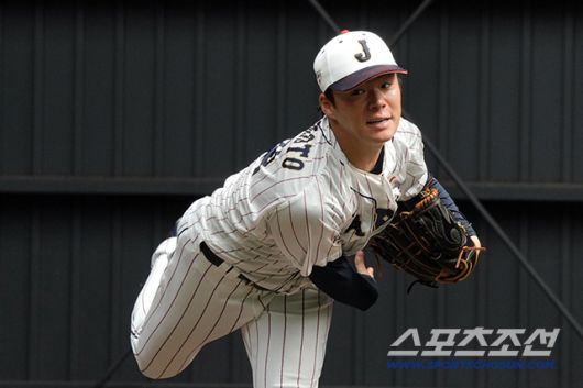 야마모토가 2023년 대표팀에서 불펜피칭하는 모습. 사진캡처=일본야구대표팀 홈페이지