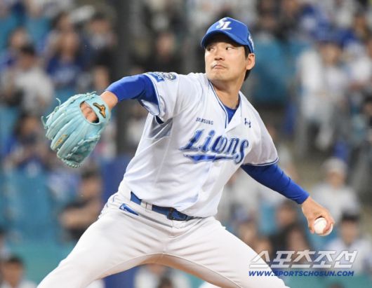 27일 대구 라이온즈파크에서 열린 롯데-삼성전. 9회초 백정현이 투구하고 있다. 대구=정재근 기자 cjg@sportschosun.com/2025.5.27/