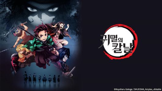 ▲ 도깨비에게 가족을 몰살당한 주인공의 이야기를 다루는 귀멸의 칼날 (사진출처: 애니맥스TV)