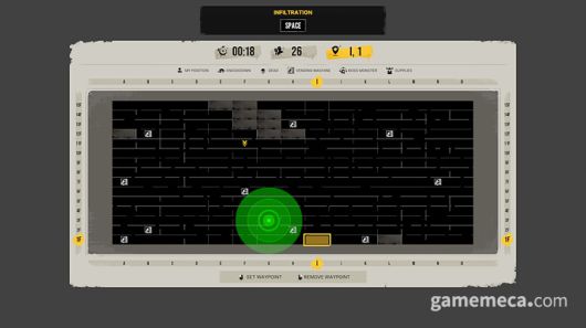 ▲ 게임 시작 전 웨이포인트를 미리 찍는 시간. 게임마다 모든 구역이 랜덤으로 생성된다 (사진: 게임메카 촬영)