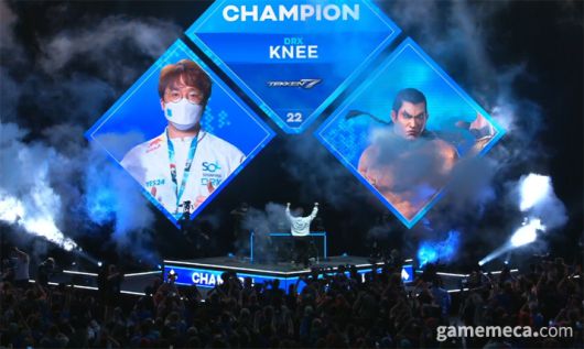 ▲ EVO 2022 철권 7 우승을 차지한 '무릎' 배재민 (사진출처: EVO 2022 온라인 중계 영상 갈무리)