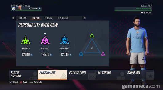 ▲ 선수의 성격을 표현하는 3가지 유형 (사진출처: 트레일러 영상 갈무리)