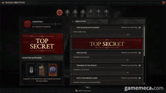 ▲ 시즌마다 배틀패스 단계를 높이는 재화를 보상으로 주는 시즌 여정이 진행된다 (사진출처: 디아블로 4 공식 홈페이지)