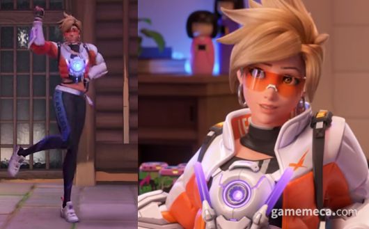 ▲ 28일 틱톡 영상을 통해 공개된 게임 내 모습(좌)와 27일 뮤직비디오를 통해 공개된 스킨 모습 (우) (사진출처: 오버워치 틱톡/하이브 레벨 유튜브 채널 뮤직비디오 갈무리)