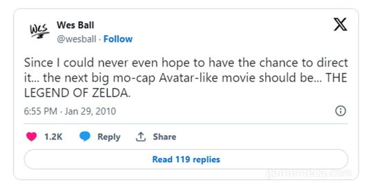 ▲ 2010년 작성된 웨스 볼 감독의 트위터 (자료 출처: 트위터)