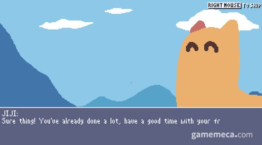 ▲ 컷신에 등장하는 해맑은 지지 (사진: 게임메카 촬영)