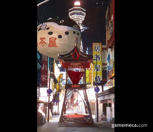 ▲ 일본에 설치된 어쌔신 크리드 섀도우스 상징물 이미지 (사진출처: 유비소프트 공식 X)