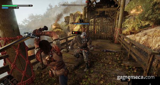 ▲ 부적절한 공격을 하면 무기가 튕겨 나간다 (사진: 게임메카 촬영)