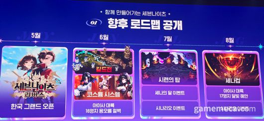 ▲ 현장에서는 출시 후 실시될 로드맵이 함께 공개됐다 (사진: 게임메카 촬영)