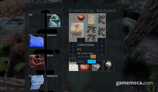 ▲ 가방 및 아이템, 쉼터나 땅에서 파밍 (사진: 게임메카 촬영)