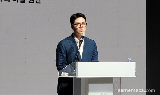 ▲ 간담회에 참석한 안웅기 COO (사진: 게임메카 촬영)
