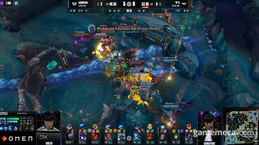 ▲ 사실상 승리를 마무리지은 한타 (사진출처: LCK 공식 유튜브 영상 갈무리)