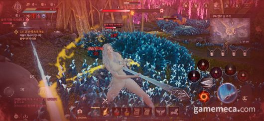 ▲ 아이온2 모바일 전투 스크린샷 (사진: 게임메카 촬영)