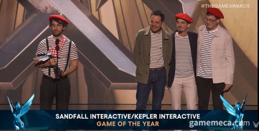 ▲ TGA 2025 올해의 게임상을 받은 기욤 브로슈 샌드폴 인터렉티브 대표 (사진: TGA 생방송 갈무리)