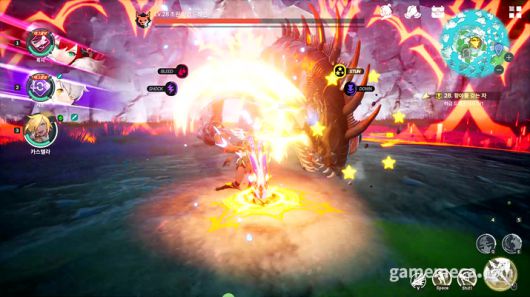 ▲ 테스트 당시 화려한 이펙트로 강조한 연계의 재미가 어떻게 다듬어졌을지 기대를 모은다 (사진: 게임메카 촬영)