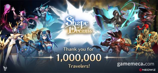 ▲ 셰이프 오브 드림즈 100만 장 판매 돌파 발표 이미지 (사진제공: 네오위즈9/
