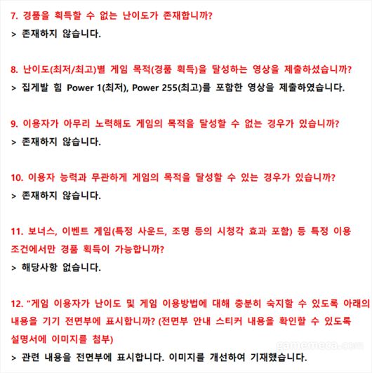 ▲ 이용자가 인형을 획득할 수 없는 경우 등에 대해 체크하고 있다 (자료출처: 게임위 공식 홈페이지)