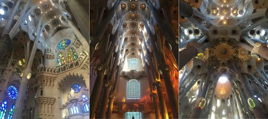 사그라다 파밀리아 성당 내부. 자연의 형태를 모방한 유기적인 구조와 스테인드글라스가 눈에 띈다. /사진=송경은 기자