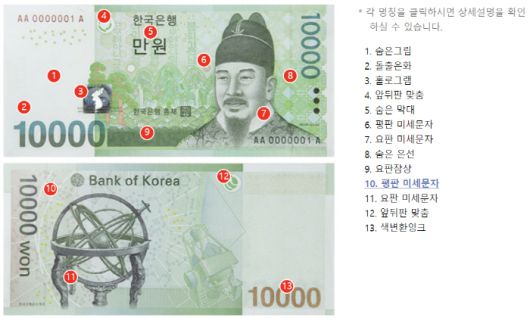 1만원권 위조방지장치