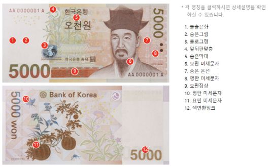 5천원권 위조방지장치