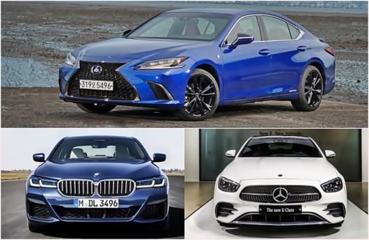 사진 위부터 시계방향으로 렉서스 ES, 벤츠 E클래스, BMW 5시리즈 [사진출처=렉서스, 벤츠, BMW]