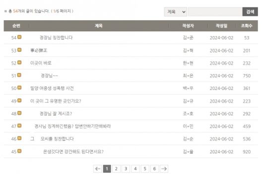 ‘밀양 여중생 집단 성폭행’ 가해자가 백종원이 방문해 유명해진 한 식당에서 일했다는 사실이 알려진 가운데 과거 가해자들의 편에서 글을 올렸다가 이후 경찰이 된 이에 대한 비판의 목소리도 이어지고 있다. [사진출처 = 경남 한 경찰서 게시판]
