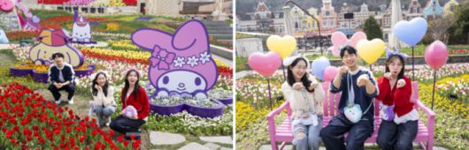 올봄 산리오캐릭터즈와 협업한 에버랜드 튤립 축제/ 사진=삼성물산