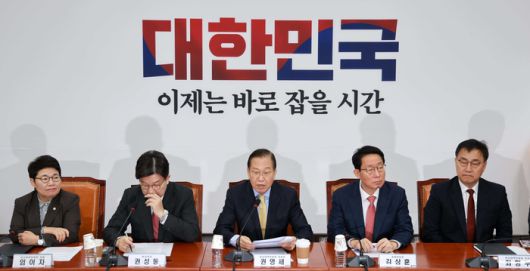 권영세 국민의힘 비상대책위원장이 14일 국회에서 열린 비상대책위원회의에서 발언하고 있다. [김호영 기자]