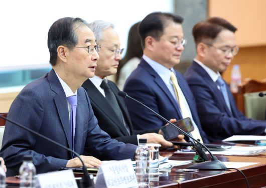 한덕수 대통령 권한대행 국무총리가 17일 정부서울청사에서 제6차 2025년 아시아태평양경제협력체(APEC) 정상회의 준비위원회를 하고 있다. [사진 출처 = 대통령실통신사진기자단, 연합뉴스]