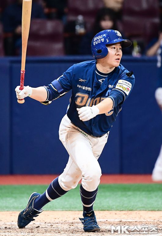 30일 광주 KIA전에서 적시타를 친 NC 박민우. 사진=김영구 기자