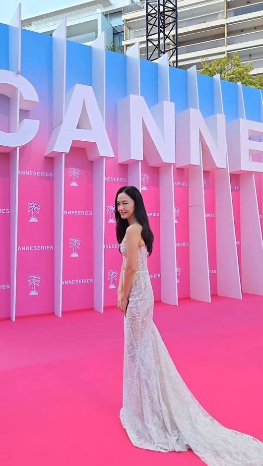 홍수현은 레이스와 시스루가 조화를 이룬 핑크빛 드레스를 입고 핑크카펫에 등장하며 단번에 시선을 사로잡았다.사진=홍수현 SNS