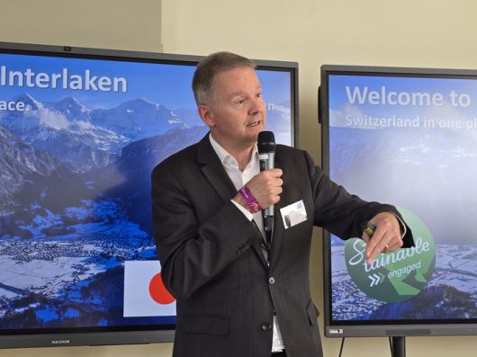 다니엘 슐처(Daniel Sulzer) 인터라켄 관광청장이 발표 중이다 / 사진=김혜성 여행+ 기자