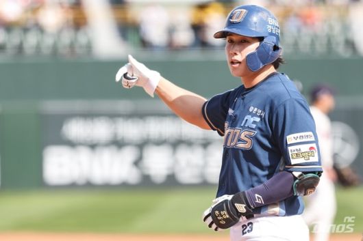 7일 수원 KT전에서 클러치 능력을 발휘한 천재환. 사진=NC 제공